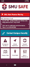 A screen shot of the SMU safe mobile app.